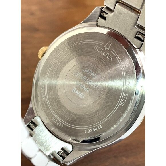 Bulova Women's Watch 98L273 Mother of Pearl Dial Crystal Accent Two Tone - Picture 6 of 13